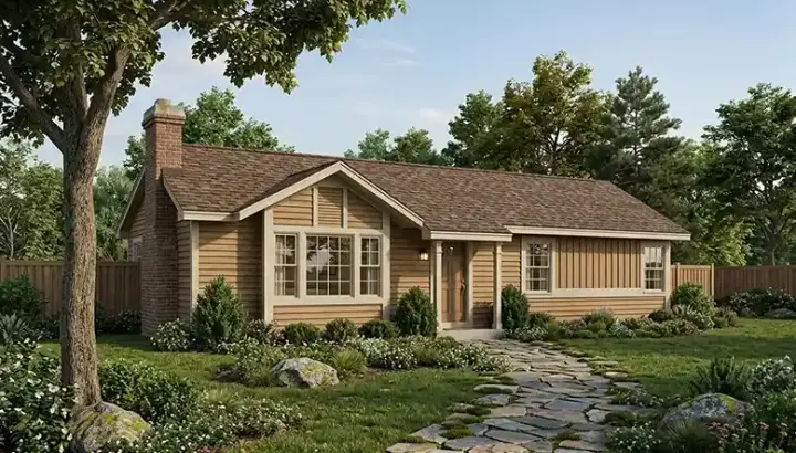 Traditional house plans 46-612 - front exterior, 1,268 sq ft, 3 bed, 2 bath house plans | Monster House Plans