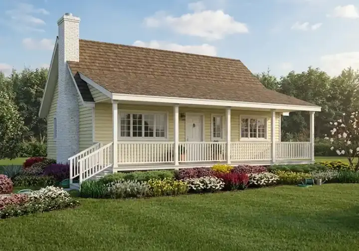 Country house plans 46-614 - front exterior, 1,328 sq ft, 3 bed, 2 bath house plans | Monster House Plans