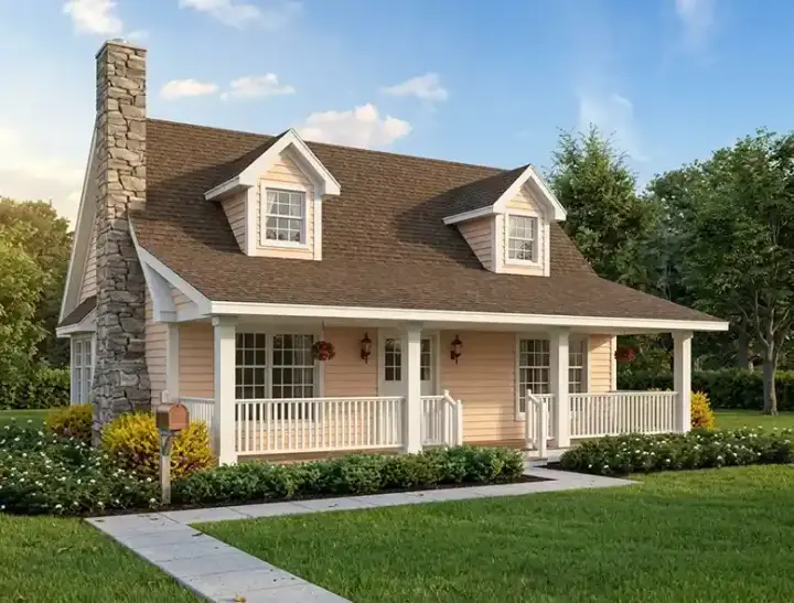 Country house plans 46-615 - front exterior, 1,415 sq ft, 3 bed, 2 bath house plans | Monster House Plans