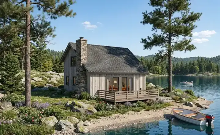 Contemporary house plans 46-618 - front exterior, 1,231 sq ft, 3 bed, 2 bath house plans | Monster House Plans