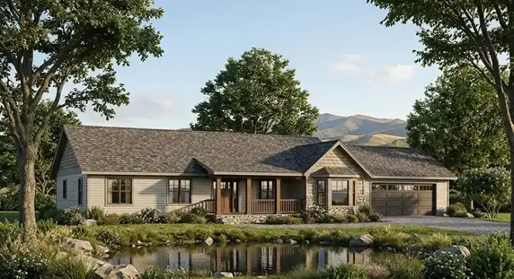 Ranch house plans 46-632 - front exterior, 1,786 sq ft, 3 bed, 2 bath house plans | Monster House Plans