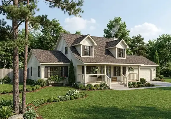Traditional house plans 46-635 - front exterior, 1,712 sq ft, 3 bed, 2 bath house plans | Monster House Plans