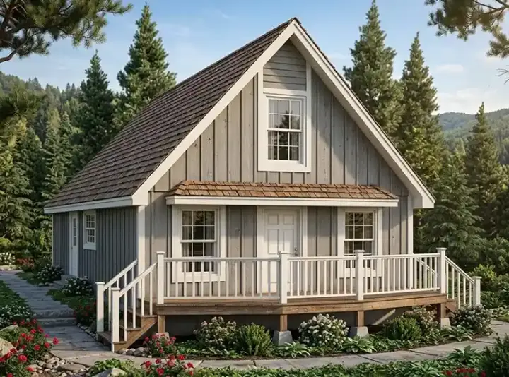 Traditional house plans 46-639 - front exterior, 1,027 sq ft, 2 bed, 1 bath house plans | Monster House Plans