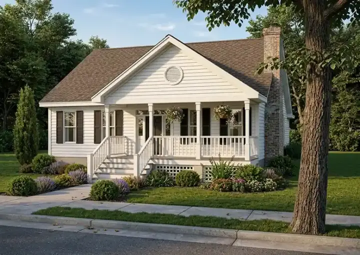 Traditional house plans 46-742 - front exterior, 1,463 sq ft, 3 bed, 2 bath house plans | Monster House Plans