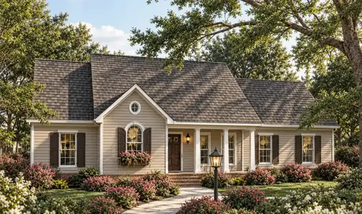 Country house plans 47-113 - front exterior, 1,745 sq ft, 3 bed, 2 bath house plans | Monster House Plans
