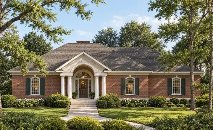 Traditional house plans 47-117 - front exterior, 2,062 sq ft, 3 bed, 2 bath house plans | Monster House Plans