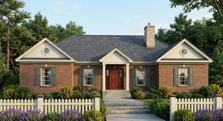 Traditional house plans 47-126 - front exterior, 1,847 sq ft, 3 bed, 2 bath house plans | Monster House Plans
