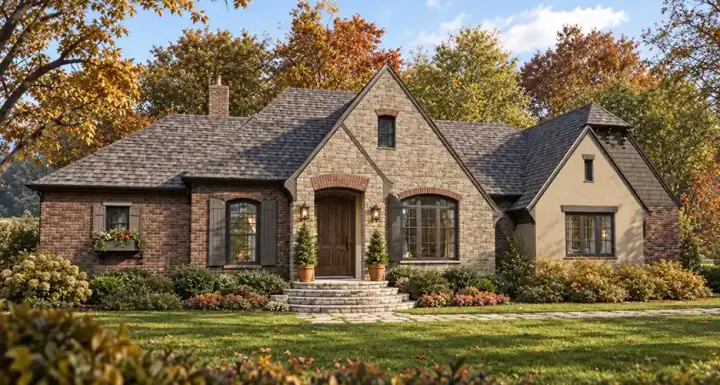 European house plans 47-138 - front exterior, 2,059 sq ft, 3 bed, 2 bath house plans | Monster House Plans
