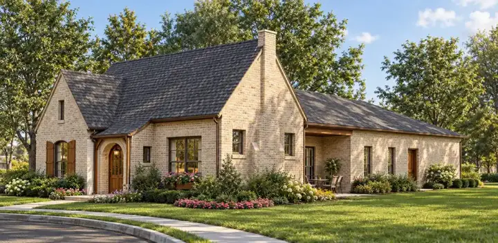 European house plans 47-142 - front exterior, 1,874 sq ft, 3 bed, 2 bath house plans | Monster House Plans