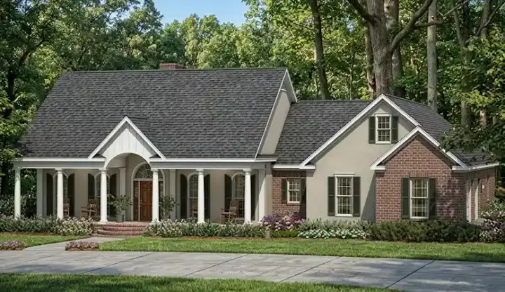Southern house plans 47-145 - front exterior, 2,638 sq ft, 4 bed, 3 bath house plans | Monster House Plans