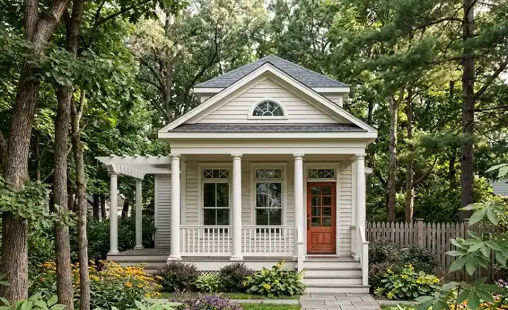 Colonial house plans 47-157 - front exterior, 1,587 sq ft, 3 bed, 2 bath house plans | Monster House Plans