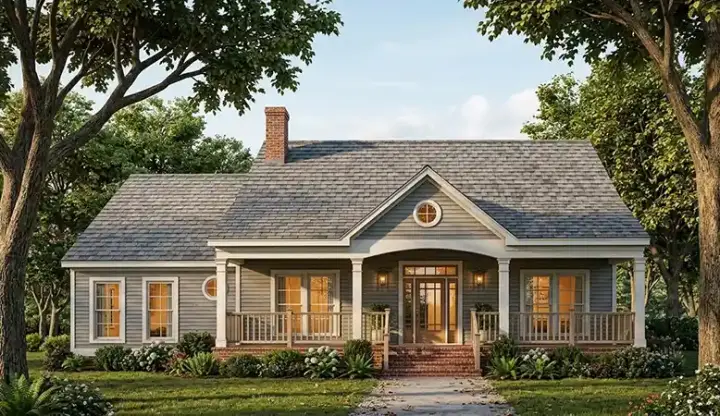 Country house plans 47-161 - front exterior, 1,680 sq ft, 3 bed, 2 bath house plans | Monster House Plans