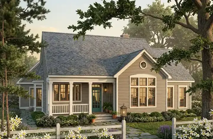 Country house plans 47-164 - front exterior, 1,543 sq ft, 3 bed, 2 bath house plans | Monster House Plans