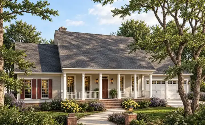 Southern house plans 47-168 - front exterior, 2,267 sq ft, 4 bed, 2 bath house plans | Monster House Plans