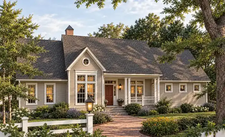 Traditional house plans 47-169 - front exterior, 2,093 sq ft, 4 bed, 2 bath house plans | Monster House Plans