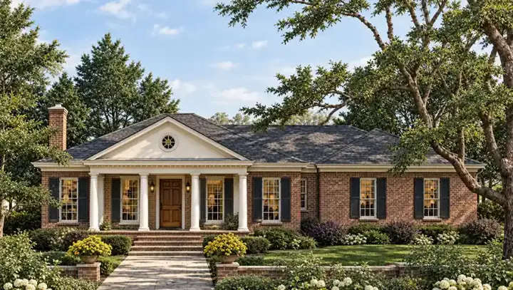 Traditional house plans 47-181 - front exterior, 1,854 sq ft, 3 bed, 2 bath house plans | Monster House Plans