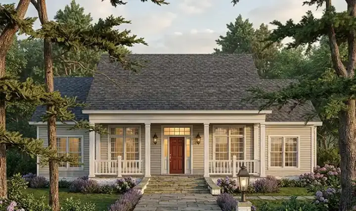 Southern house plans 47-182 - front exterior, 1,997 sq ft, 4 bed, 2 bath house plans | Monster House Plans