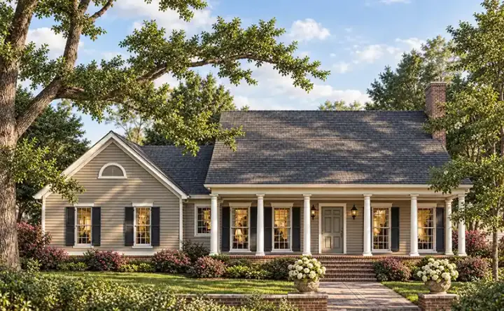 Southern house plans 47-185 - front exterior, 1,675 sq ft, 3 bed, 2 bath house plans | Monster House Plans