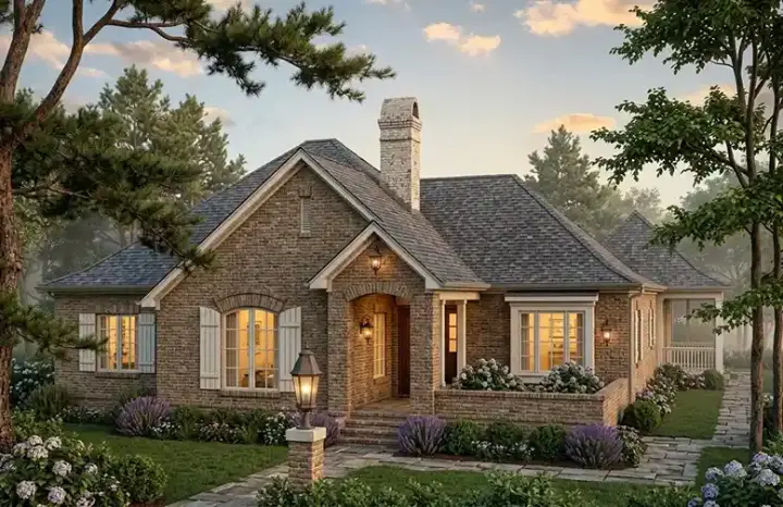 Traditional house plans 47-187 - front exterior, 1,702 sq ft, 3 bed, 2 bath house plans | Monster House Plans