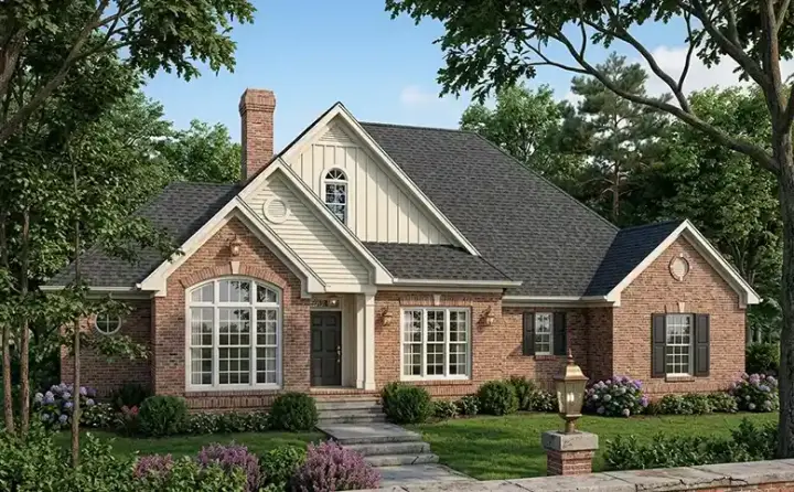 Traditional house plans 47-191 - front exterior, 1,698 sq ft, 3 bed, 2 bath house plans | Monster House Plans
