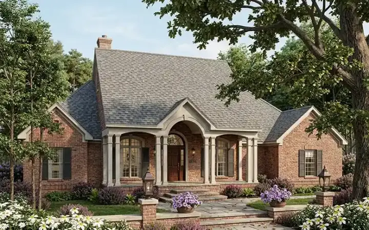 Southern house plans 47-192 - front exterior, 2,570 sq ft, 3 bed, 2 bath house plans | Monster House Plans