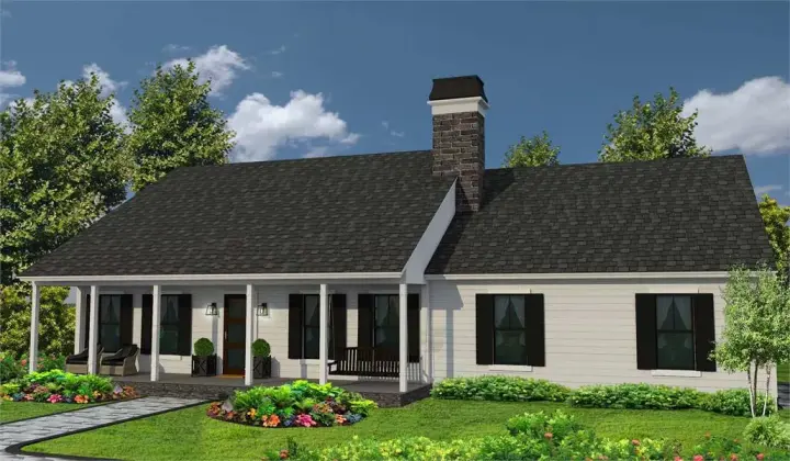 Country house plans 47-197 - front exterior, 1,592 sq ft, 3 bed, 2 bath house plans | Monster House Plans