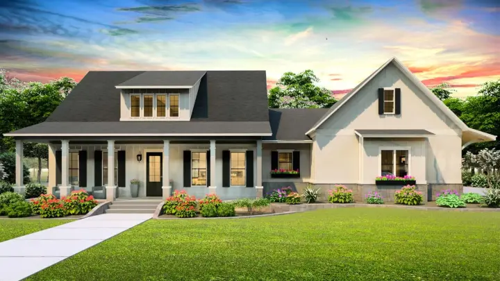 Modern Farmhouse house plans 47-199 - front exterior, 2,252 sq ft, 3 bed, 2 bath house plans | Monster House Plans