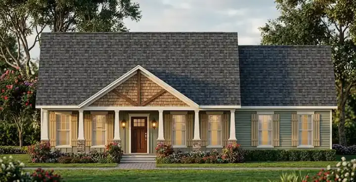 Craftsman house plans 47-203 - front exterior, 1,783 sq ft, 3 bed, 2 bath house plans | Monster House Plans