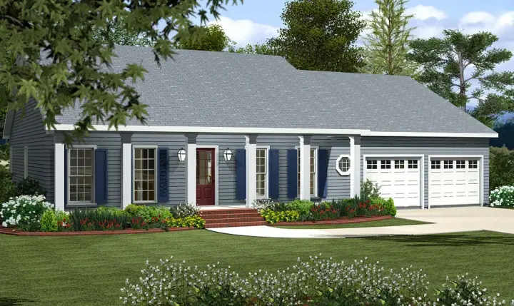 Country house plans 47-205 - front exterior, 1,633 sq ft, 3 bed, 2 bath house plans | Monster House Plans