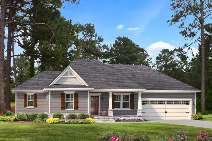 Country house plans 47-217 - front exterior, 1,631 sq ft, 3 bed, 2 bath house plans | Monster House Plans