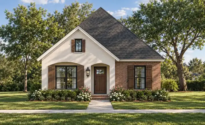 Southern house plans 47-220 - front exterior, 1,459 sq ft, 3 bed, 2 bath house plans | Monster House Plans