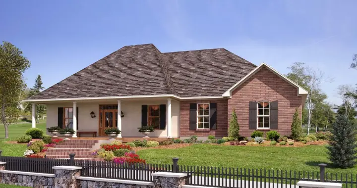 Southern house plans 47-252 - front exterior, 1,693 sq ft, 3 bed, 2 bath house plans | Monster House Plans
