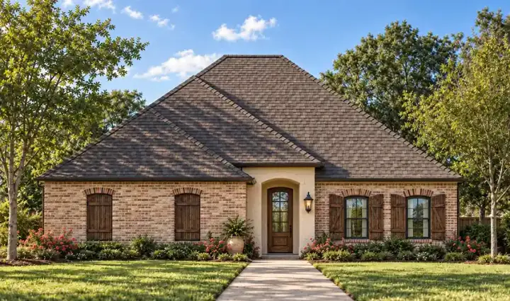 French Country house plans 47-289 - front exterior, 1,967 sq ft, 3 bed, 2 bath house plans | Monster House Plans
