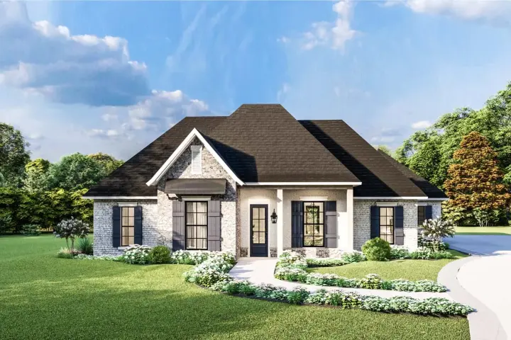 Southern house plans 47-309 - front exterior, 2,298 sq ft, 4 bed, 2 bath house plans | Monster House Plans