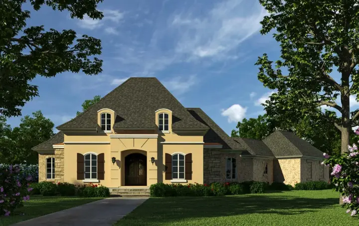 French Country house plans 47-324 - front exterior, 2,357 sq ft, 3 bed, 2 bath house plans | Monster House Plans
