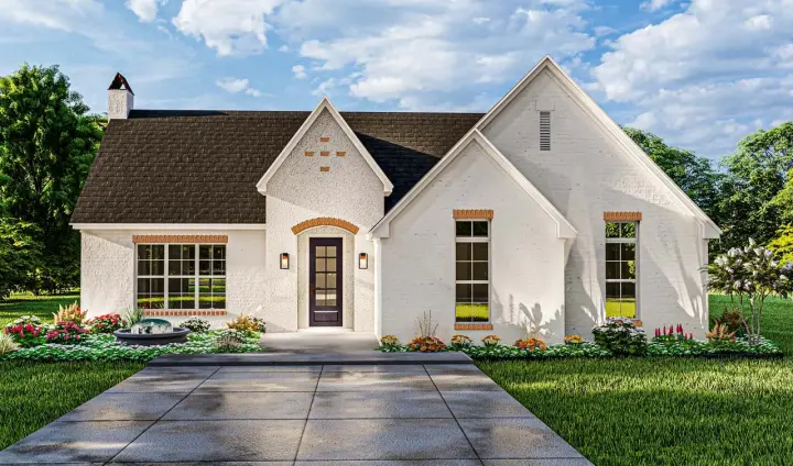 European house plans 47-362 - front exterior, 1,769 sq ft, 3 bed, 2 bath house plans | Monster House Plans