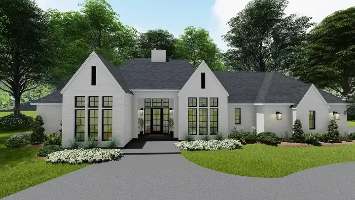 Transitional house plans 47-371 - front exterior, 2,477 sq ft, 3 bed, 2 bath house plans | Monster House Plans
