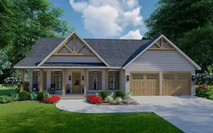 Craftsman house plans 47-372 - front exterior, 1,930 sq ft, 3 bed, 2 bath house plans | Monster House Plans