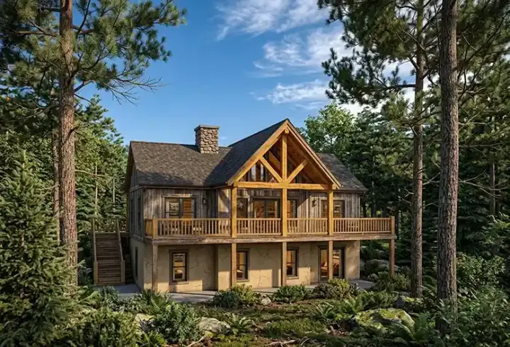 Contemporary house plans 48-101 - front exterior, 1,270 sq ft, 3 bed, 2 bath house plans | Monster House Plans