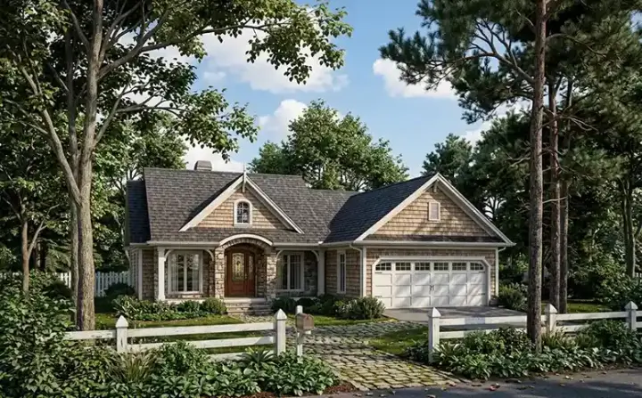 Traditional house plans 48-102 - front exterior, 1,537 sq ft, 3 bed, 2 bath house plans | Monster House Plans