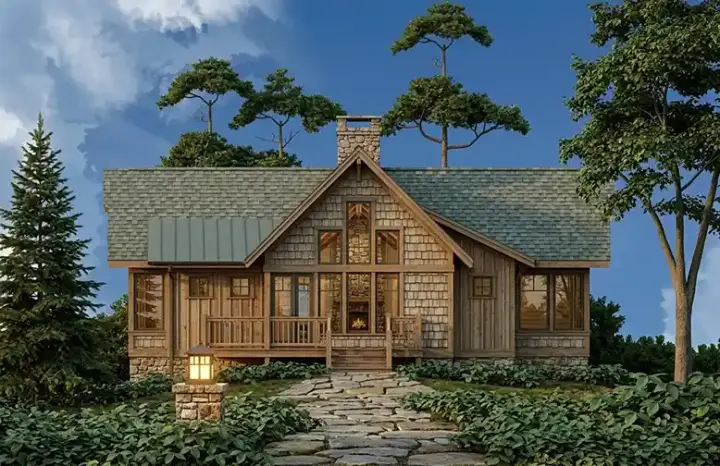 Craftsman house plans 48-122 - front exterior, 1,613 sq ft, 2 bed, 2 bath house plans | Monster House Plans