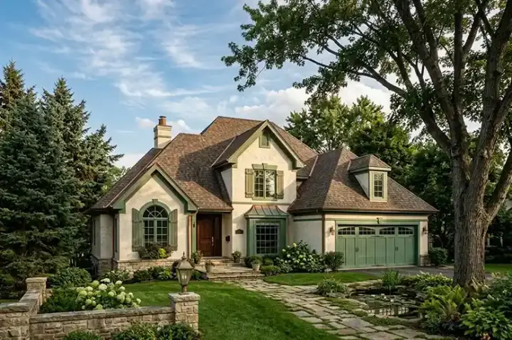 European house plans 48-132 - front exterior, 2,188 sq ft, 3 bed, 2 bath house plans | Monster House Plans