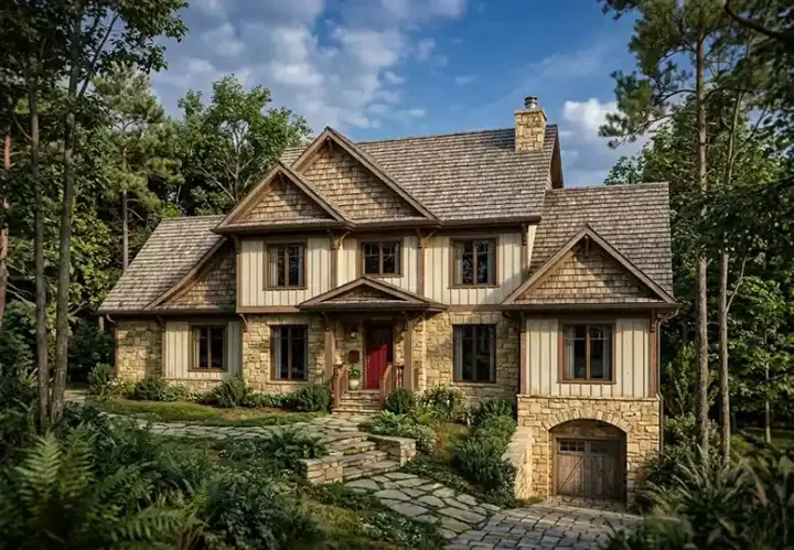Craftsman house plans 48-135 - front exterior, 2,517 sq ft, 4 bed, 2 bath house plans | Monster House Plans