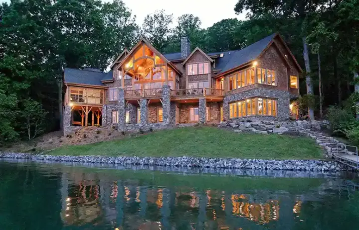 Mountain Rustic house plans 48-145 - front exterior, 4,874 sq ft, 5 bed, 5 bath house plans | Monster House Plans