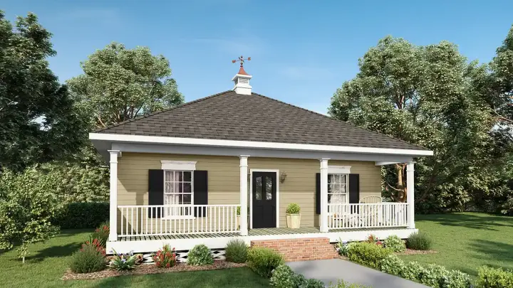 Southern house plans 49-102 - front exterior, 864 sq ft, 2 bed, 1 bath house plans | Monster House Plans