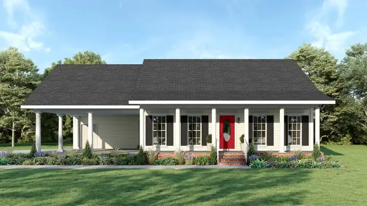 Southern house plans 49-106 - front exterior, 1,152 sq ft, 2 bed, 1 bath house plans | Monster House Plans