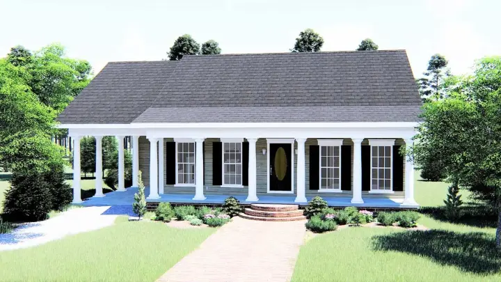 Southern house plans 49-107 - front exterior, 1,152 sq ft, 2 bed, 2 bath house plans | Monster House Plans