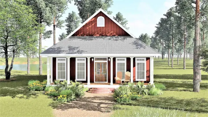 Country house plans 49-110 - front exterior, 1,292 sq ft, 3 bed, 1 bath house plans | Monster House Plans