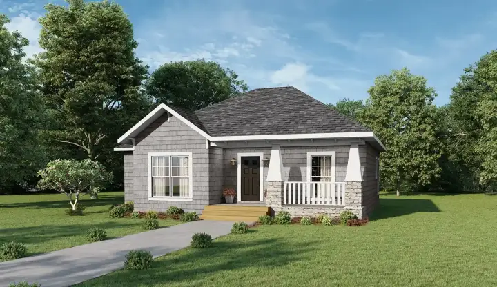 Craftsman house plans 49-114 - front exterior, 1,327 sq ft, 3 bed, 2 bath house plans | Monster House Plans