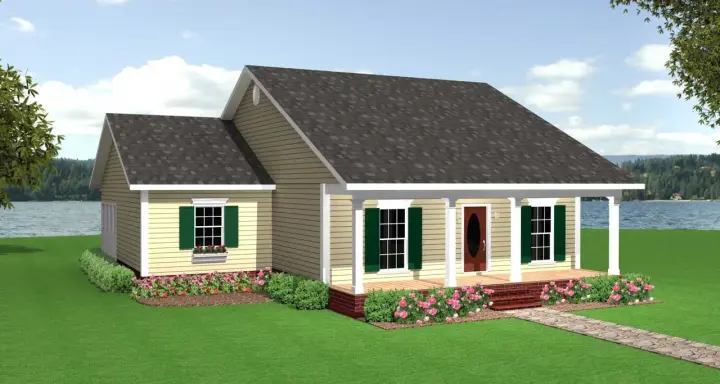 Southern house plans 49-117 - front exterior, 1,438 sq ft, 3 bed, 1 bath house plans | Monster House Plans